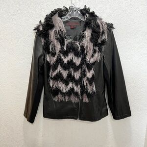 Simon Chang faux leather, crossbody side zip with textured embellishments